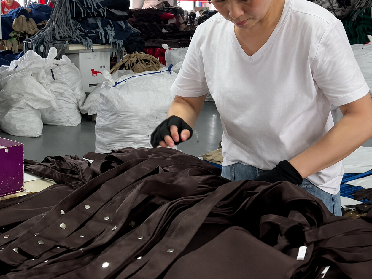 Finished apron checking and quality control