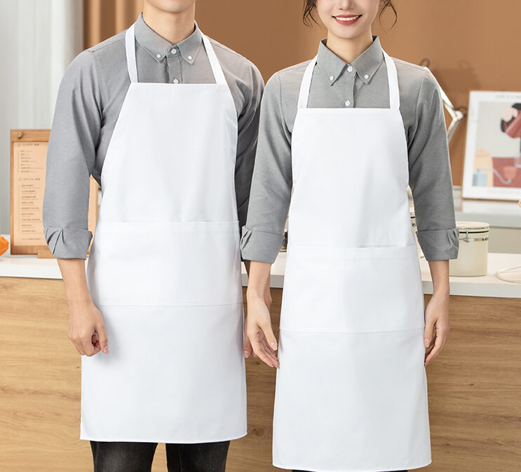 Cotton Bib Apron with Adjustable Strap and Front Pockets 8801