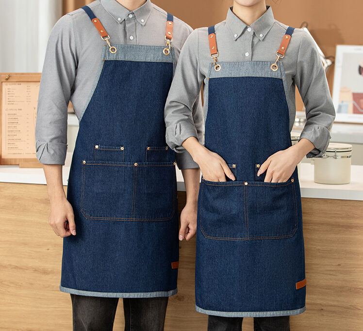Denim Cross Back Apron with Large Front Pockets N203